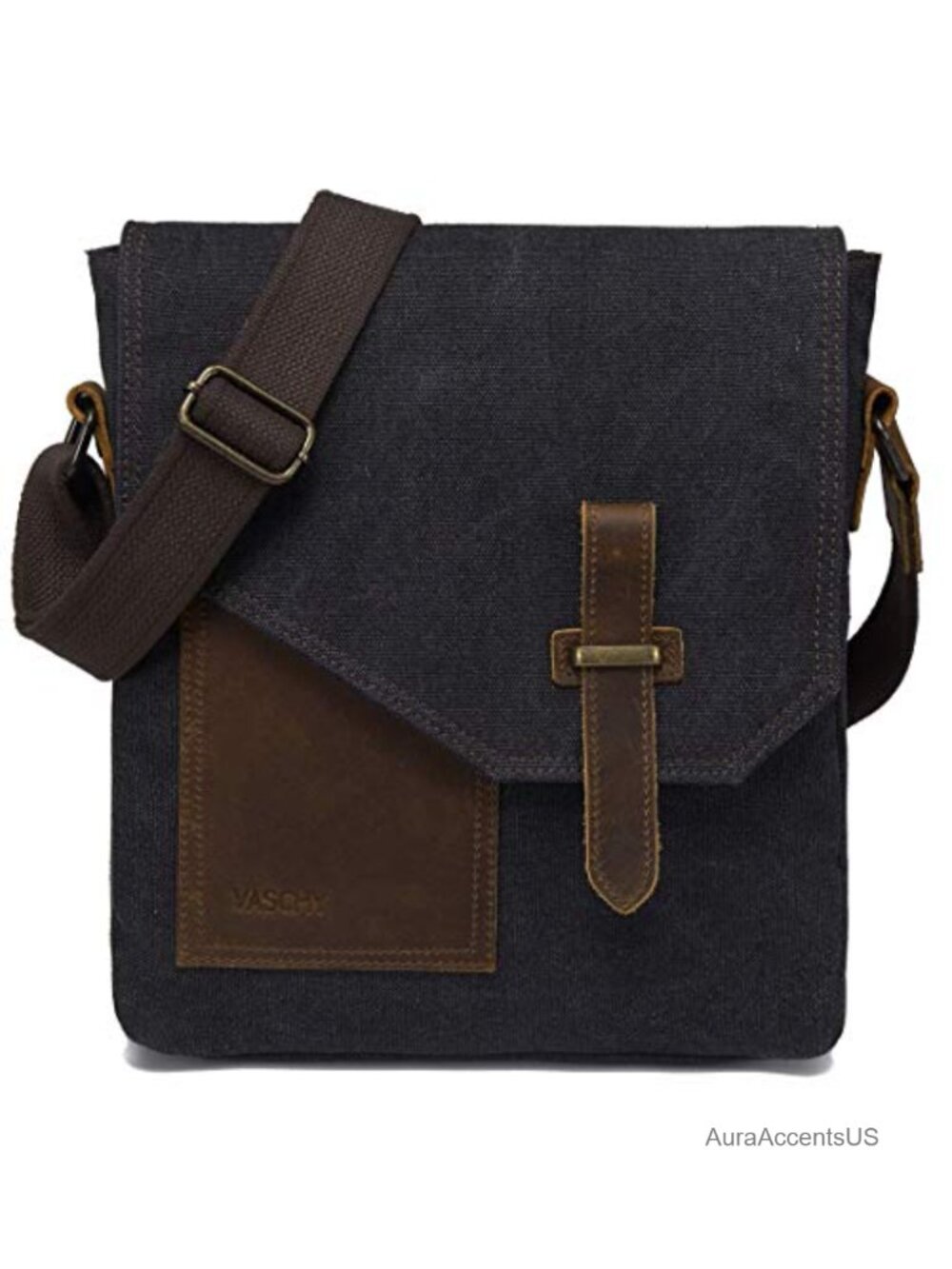Genuine Leather Canvas Messenger Bag Crossbody Satchel Travel